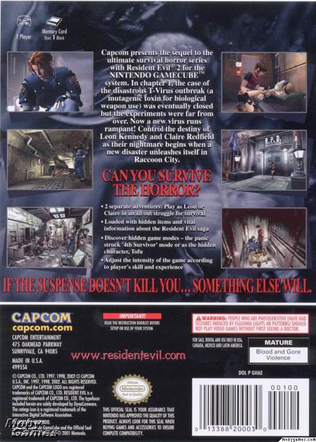 Resident Evil 2 - Nintendo GameCube (Capcom - 1) video game collectible [Barcode 013388200030] - Main Image 2