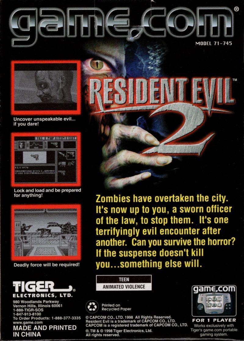 Resident Evil 2 - Game.com (Capcom - 1) video game collectible [Barcode 050626001912] - Main Image 2