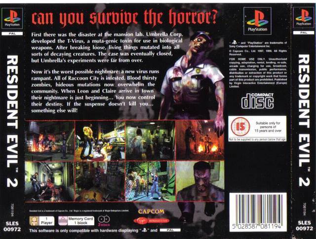 Resident Evil 2 - Sony PlayStation (Virgin Interactive - 1) video game collectible [Barcode 5028527087828] - Main Image 2