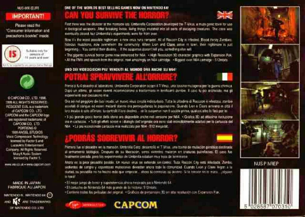 Resident Evil 2, USA-1 - Nintendo 64 (N64) video game collectible - Main Image 2