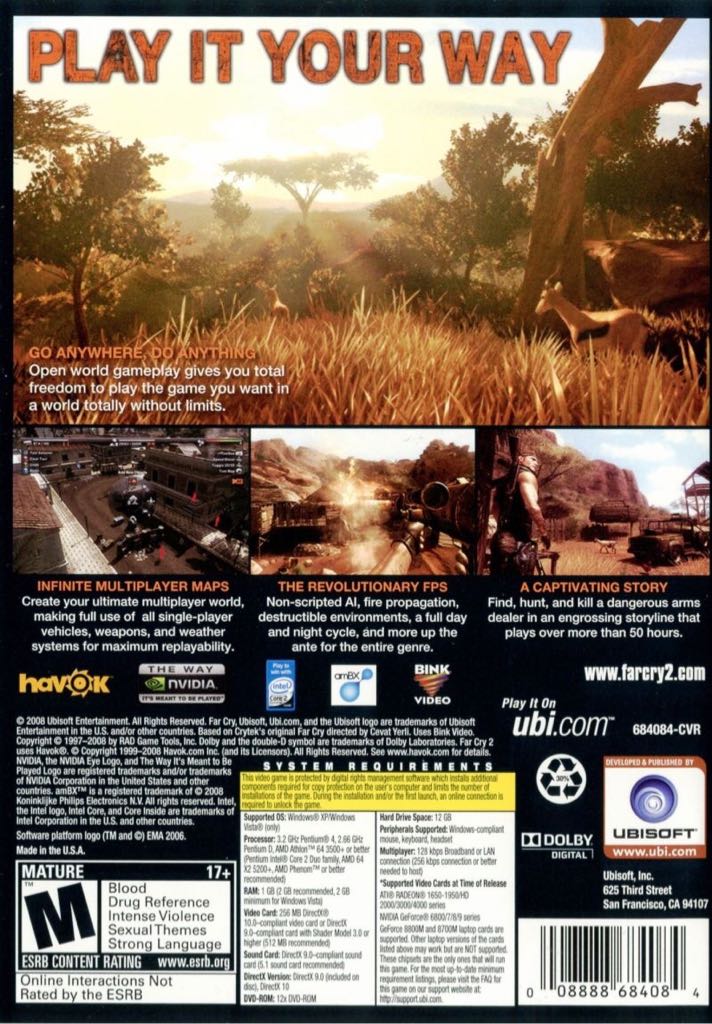 Far Cry 2 - PC (Ubisoft - 1) video game collectible [Barcode 008888684084] - Main Image 2