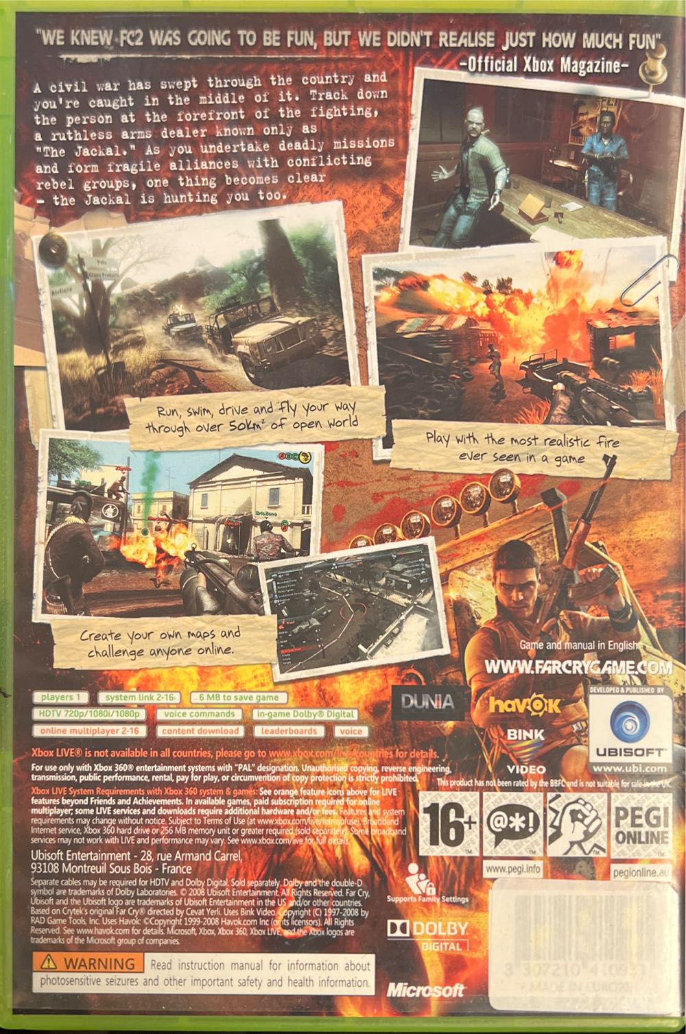 Far Cry 2 - Microsoft Xbox 360 (Ubisoft - 1) video game collectible [Barcode 3307210410931] - Main Image 2