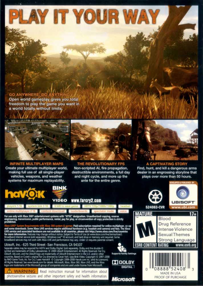 Far Cry 2 - Microsoft Xbox 360 (Ubisoft - 1) video game collectible [Barcode 3309180290094] - Main Image 2