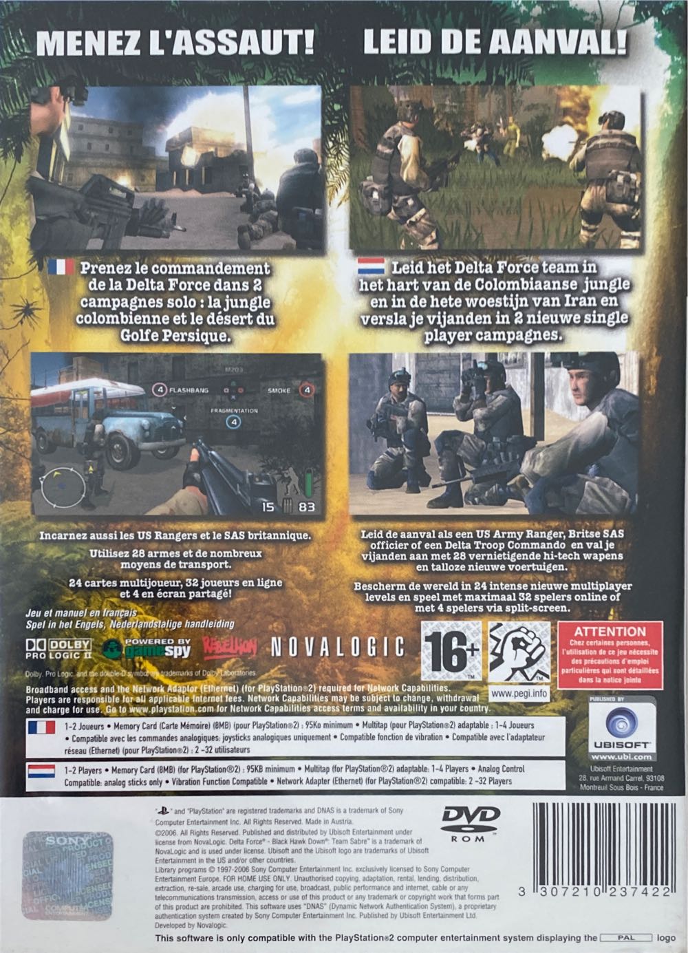 Delta Force : Black Hawk Down - Team Sabre - Sony PlayStation 2 (PS2) (Ubisoft - 1) video game collectible [Barcode 3307210237422] - Main Image 2
