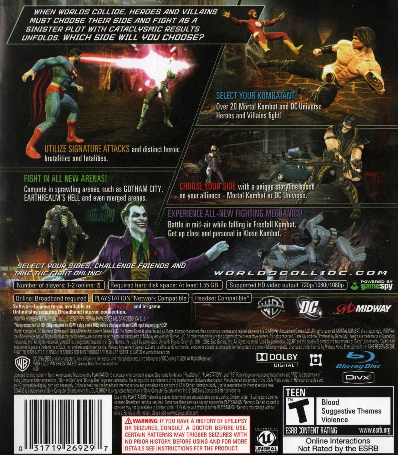 Mortal Kombat vs DC Universe - Sony PlayStation 3 (PS3) (Midway - 2) video game collectible [Barcode 5037930110863] - Main Image 2