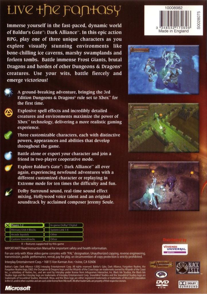 Baldur’s Gate: Dark Alliance - Microsoft Xbox (Interplay, Vivendi Games) video game collectible [Barcode 3348542174719] - Main Image 2