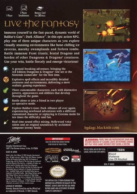 Baldurs Gate: Dark Alliance - Nintendo GameCube (Black Isle Studios - 1) video game collectible [Barcode 3348542174733] - Main Image 2