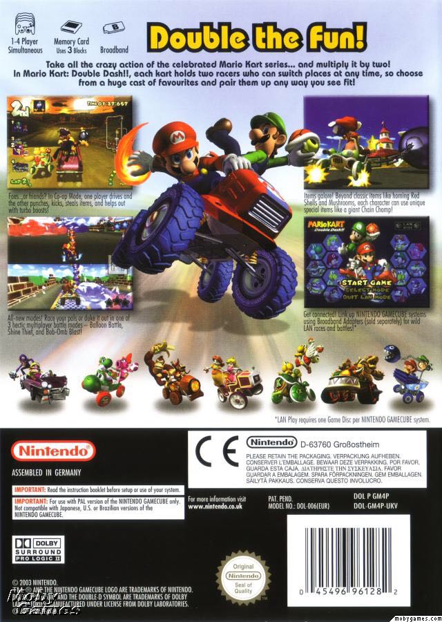 Mario Kart: Double Dash!! - Nintendo GameCube (Nintendo - 1-4 players locally; up to 8 players via LAN using multiple GameCube systems) video game collectible [Barcode 045496393069] - Main Image 2