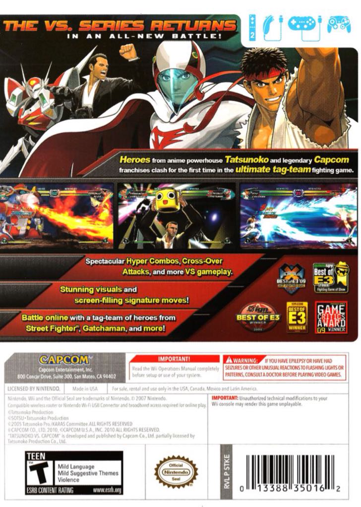 Tatsunoko Vs Capcom: Ultimate All-Stars - Nintendo Wii (Capcom - 1-4) video game collectible [Barcode 5055060952122] - Main Image 2
