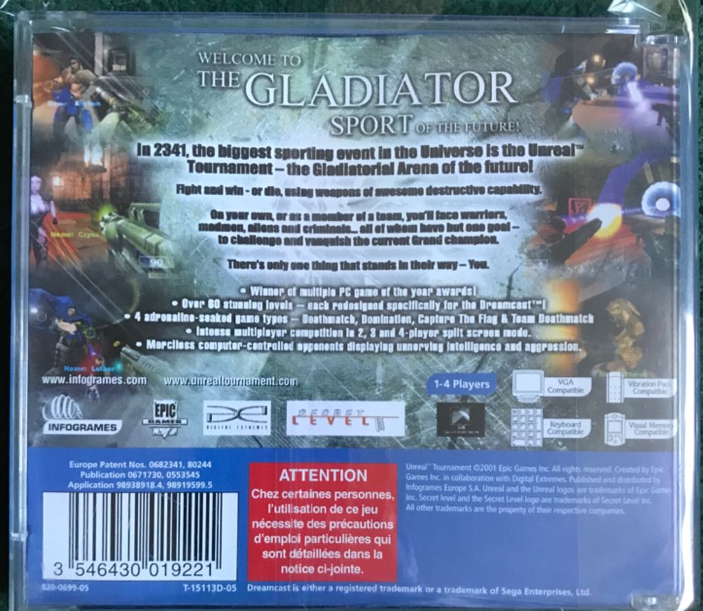 Unreal Tournament - Sega Dreamcast (Infogrames - 4) video game collectible [Barcode 3546430019221] - Main Image 2