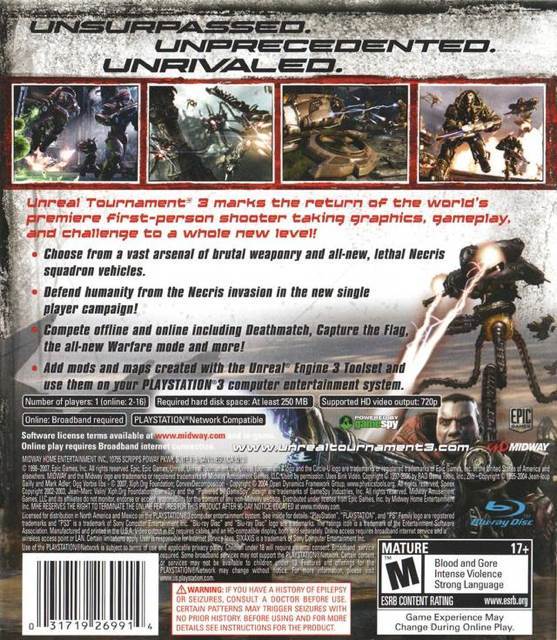 Unreal Tournament - Sony PlayStation 3 (PS3) (1) video game collectible [Barcode 4938833008657] - Main Image 2