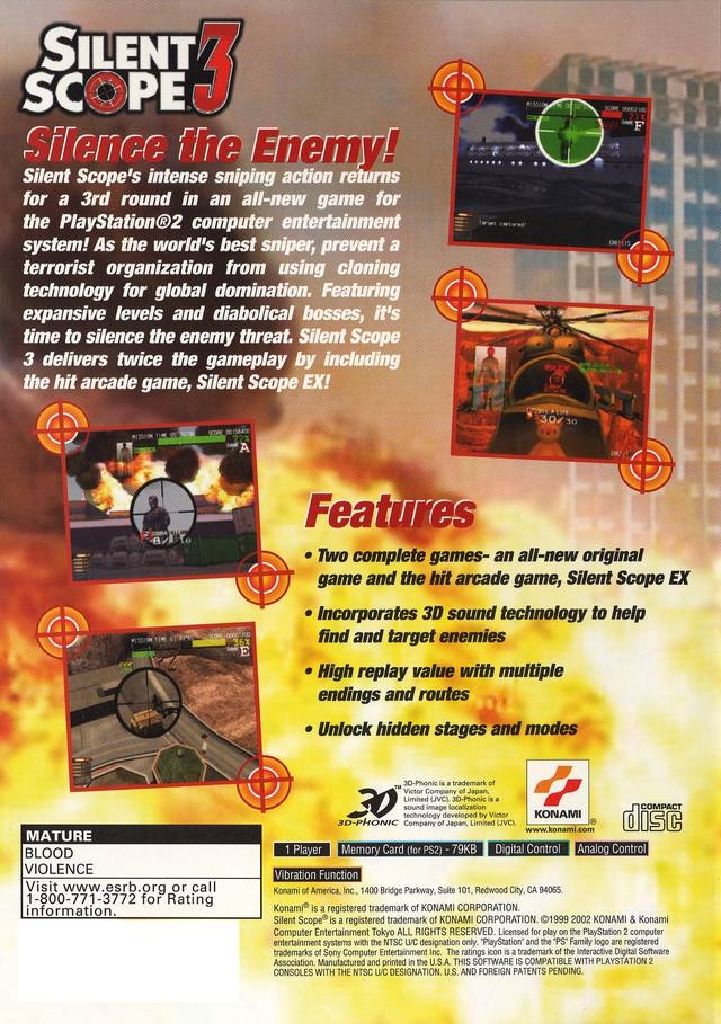 Silent Scope 3 - Sony PlayStation 2 (PS2) (Konami - 1) video game collectible [Barcode 4012927022665] - Main Image 2