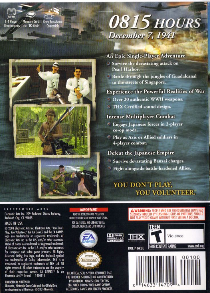 Medal of Honor: Rising Sun - Nintendo GameCube (EA - 4) video game collectible [Barcode 5030932035509] - Main Image 2