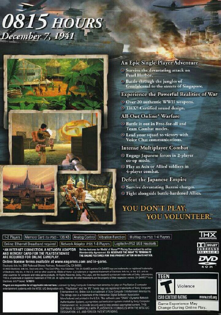 Medal of Honor: Rising Sun - Sony PlayStation 2 (PS2) (EA GAMES, 2003) video game collectible [Barcode 5030932065056] - Main Image 2
