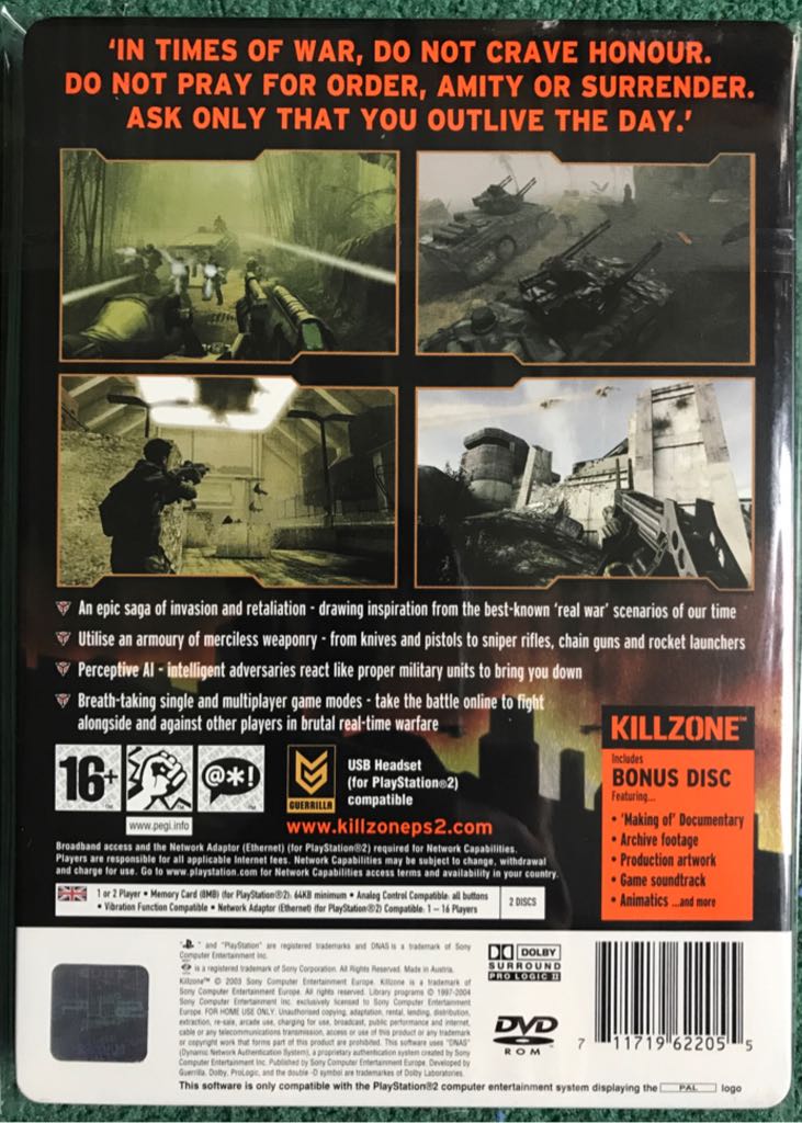 Killzone - Sony PlayStation 2 (PS2) video game collectible [Barcode 0711719692447] - Main Image 2