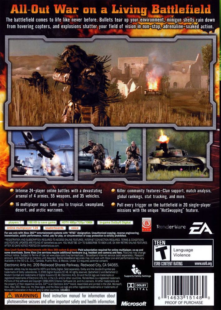 Battlefield 2: Modern Combat - Microsoft Xbox 360 (EA Games - 1) video game collectible [Barcode 5030930049966] - Main Image 2
