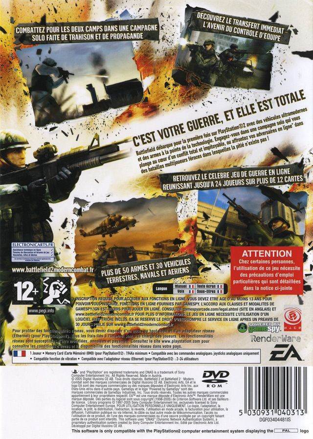 Battlefield 2: Modern Combat - Sony PlayStation 2 (PS2) ((EA) Electronic Arts - 1) video game collectible [Barcode 5030941040310] - Main Image 2