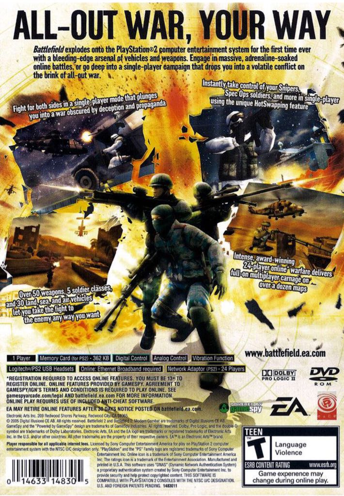 Battlefield 2: Modern Combat - Sony PlayStation 2 (PS2) ((EA) Electronic Arts - 1) video game collectible [Barcode 5030946040315] - Main Image 2