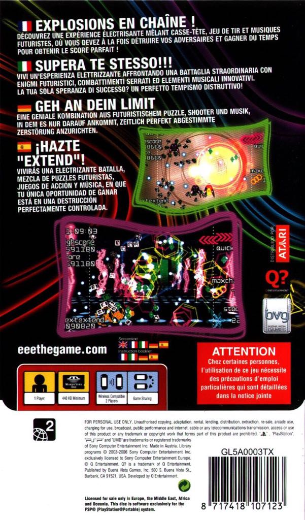 Every Extend Extra - Sony PlayStation Portable (PSP) (Buena Vista Games) video game collectible [Barcode 8717418106911] - Main Image 2