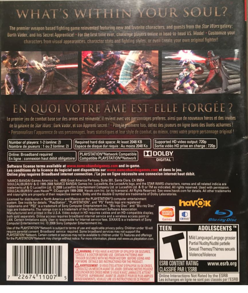 Soul Calibur IV - Sony PlayStation 3 (PS3) (Namco - 2) video game collectible [Barcode 3296580805136] - Main Image 2