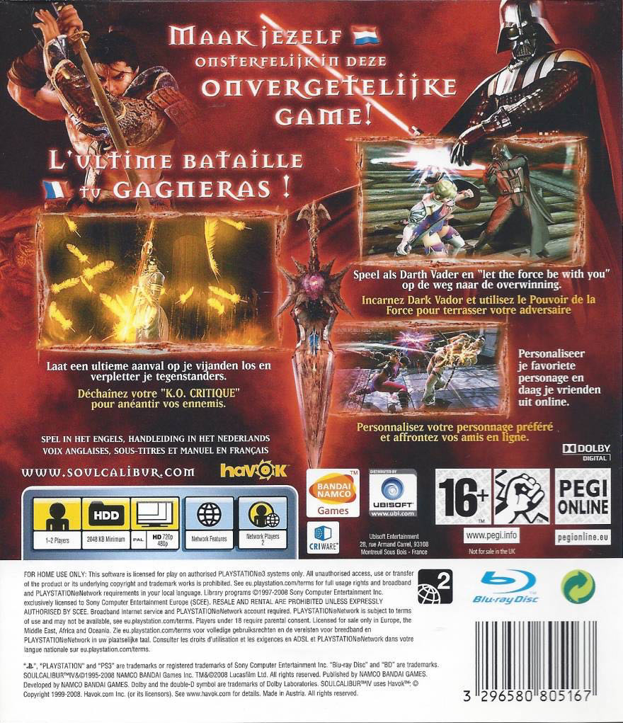 SoulCalibur IV - Sony PlayStation 3 (PS3) (Namco Bandai - 2) video game collectible [Barcode 3296580805167] - Main Image 2