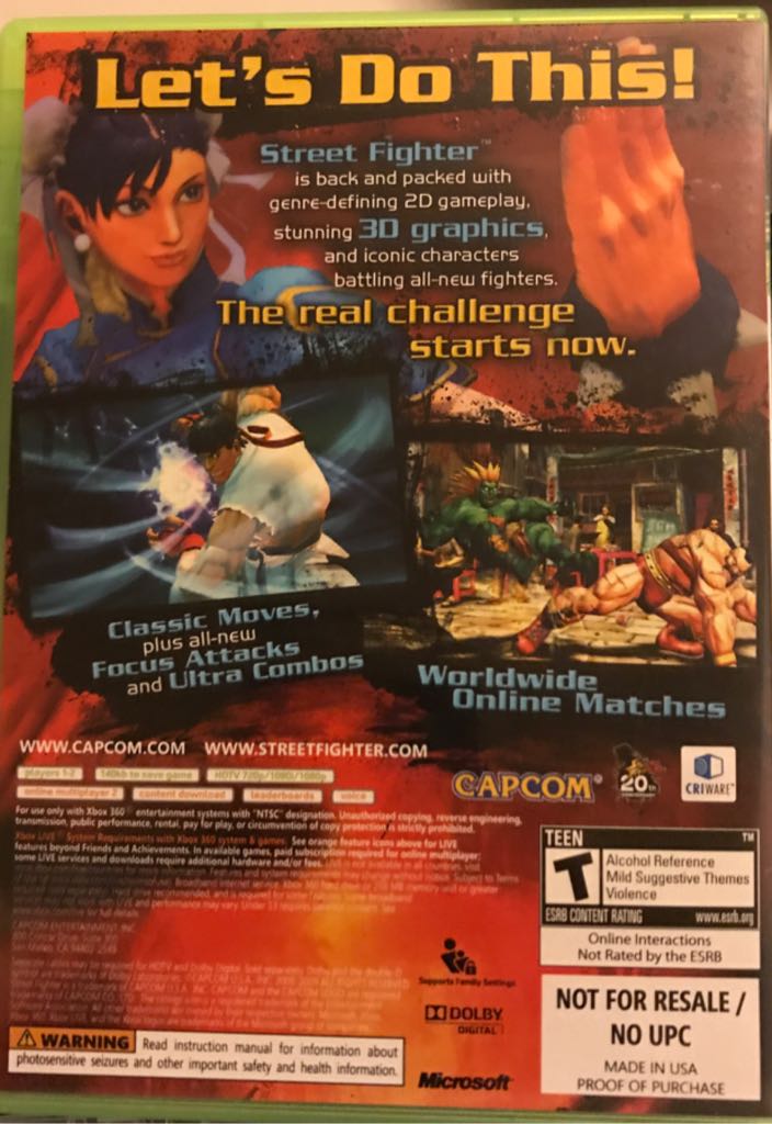 Street Fighter IV - Microsoft Xbox 360 (2008, Capcom) video game collectible - Main Image 2
