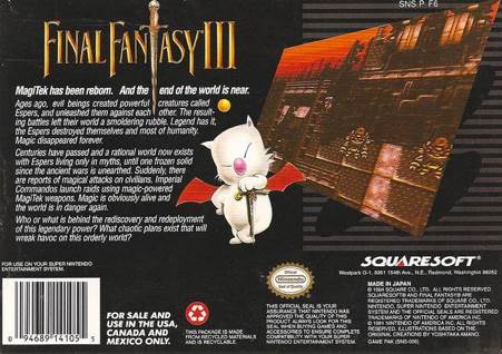 Final Fantasy III - Nintendo Super Nintendo Entertainment System (SNES) video game collectible - Main Image 2