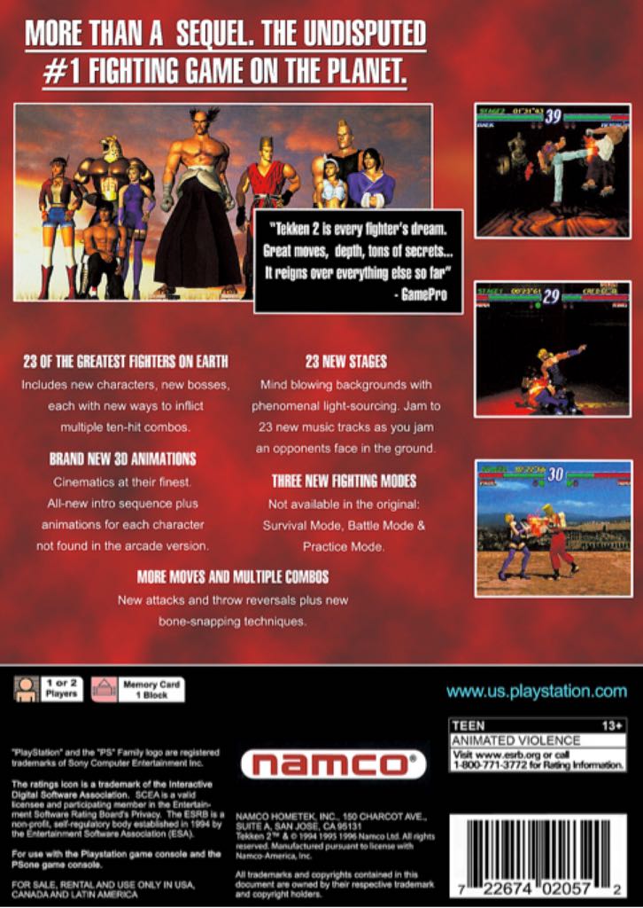 Tekken 2 - Sony PlayStation (Namco - 2) video game collectible [Barcode 71174167] - Main Image 2