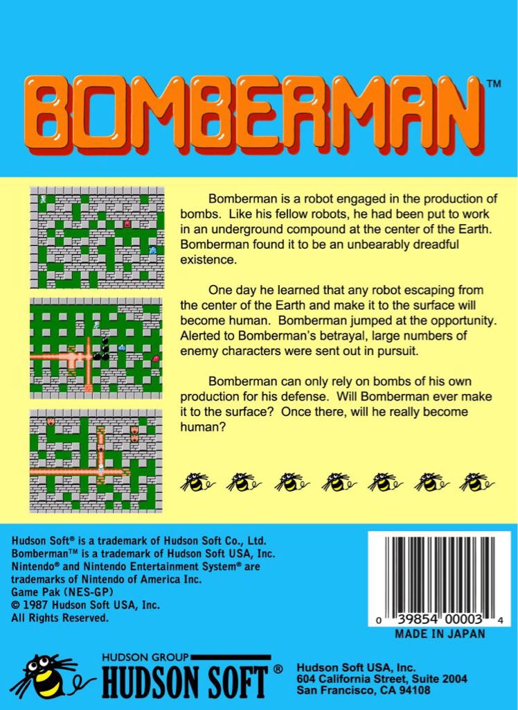 Bomberman - Nintendo Entertainment System (NES) (Hudson Soft) video game collectible - Main Image 2
