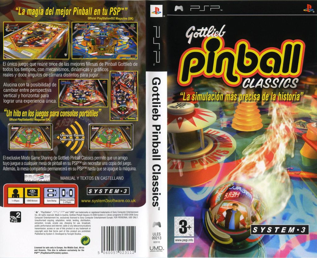 Gottlieb Pinball Classics - Sony PlayStation Portable (PSP) (System 3 - 4) video game collectible [Barcode 5060057023075] - Main Image 2