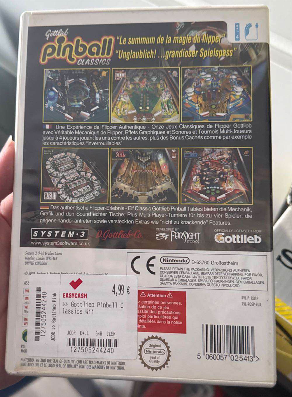 Gottlieb Pinball Classics - Nintendo Wii (Codemasters - 4) video game collectible [Barcode 5060057025413] - Main Image 2