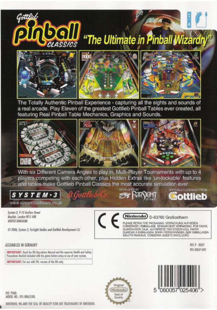 Gottlieb Pinball Classics - Nintendo Wii (Nintendo - 4) video game collectible [Barcode 5060057025451] - Main Image 2