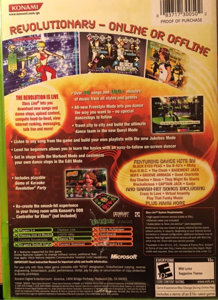 Dance Dance Revolution Ultra mix 3 - Microsoft Xbox 360 (2003, Konami - 4) video game collectible [Barcode 083717251255] - Main Image 2