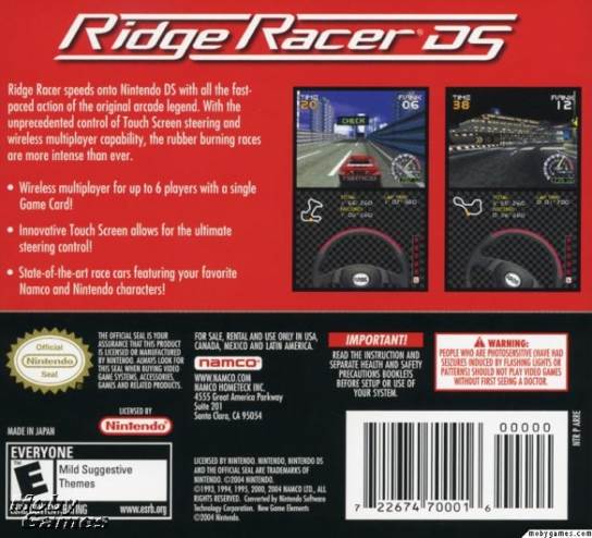 Ridge Racer DS - Nintendo DS (Namco - 1) video game collectible [Barcode 722674700016] - Main Image 2