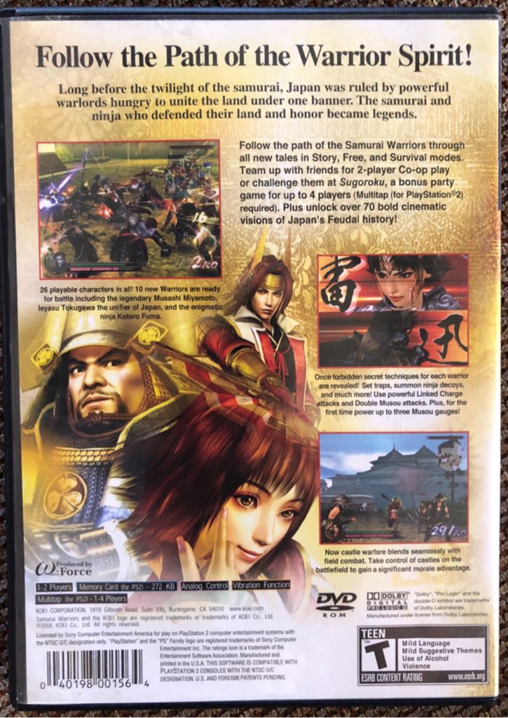 Samurai Warriors 2 - Sony PlayStation 2 (PS2) (Koei - 1) video game collectible [Barcode 040198001564] - Main Image 2