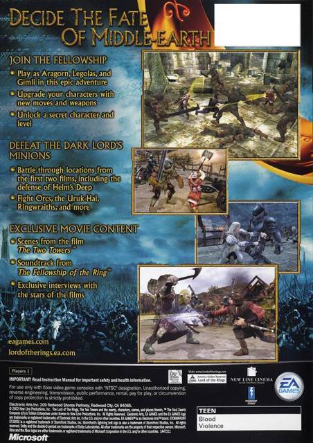 Lord of the Rings: The Two Towers - Microsoft Xbox (Stormfront Studios - 1) video game collectible [Barcode 014633144727] - Main Image 2