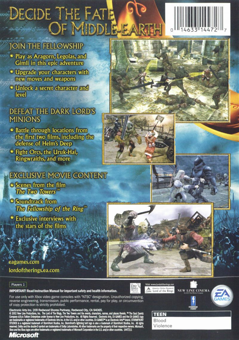 The Lord of the Rings: The Two Towers - Microsoft Xbox (Electronic Arts/EA Games - 1) video game collectible [Barcode 5030930030360] - Main Image 2