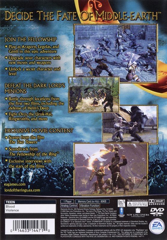 The Lord of the Rings: The Two Towers - Sony PlayStation 2 (PS2) (Electronic Arts - 1-2) video game collectible - Main Image 2