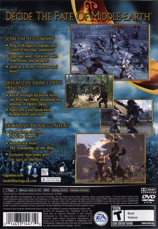 The Lord of the Rings: The Two Towers - Sony PlayStation 2 (PS2) (EA Games - 2) video game collectible - Main Image 2