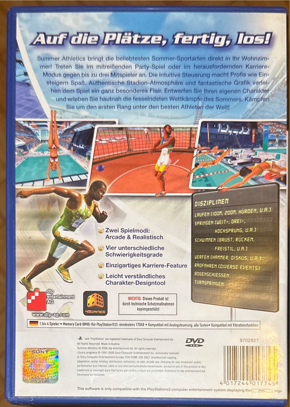 (*2008) Summer Athletics: The Ultimate Challenge - Sony PlayStation 2 (PS2) video game collectible [Barcode 4017244017745] - Main Image 2