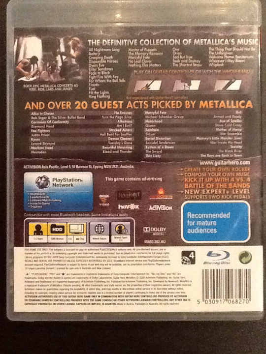 Guitar Hero: Metallica - Sony PlayStation 3 (PS3) (Activision  - 4) video game collectible [Barcode 02996387] - Main Image 2
