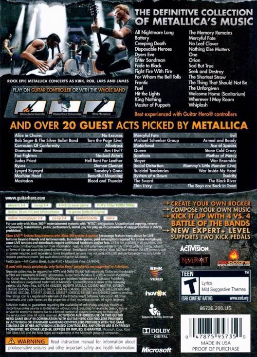 Guitar Hero: Metallica - Microsoft Xbox 360 (Activision Blizzard - 4) video game collectible [Barcode 047875957350] - Main Image 2