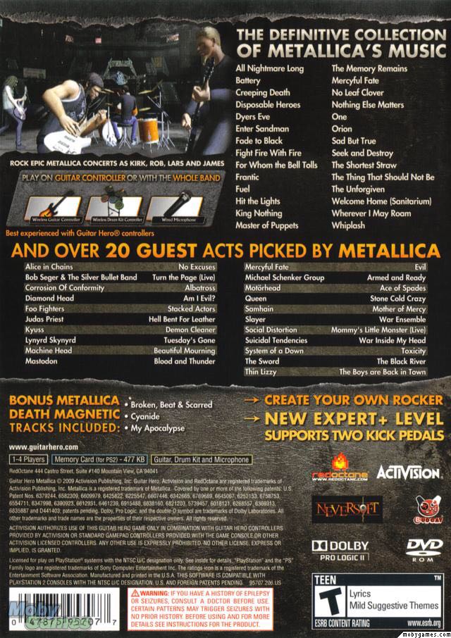 Guitar Hero: Metallica - Sony PlayStation 2 (PS2) (Activision - 1-4) video game collectible [Barcode 27110720] - Main Image 2