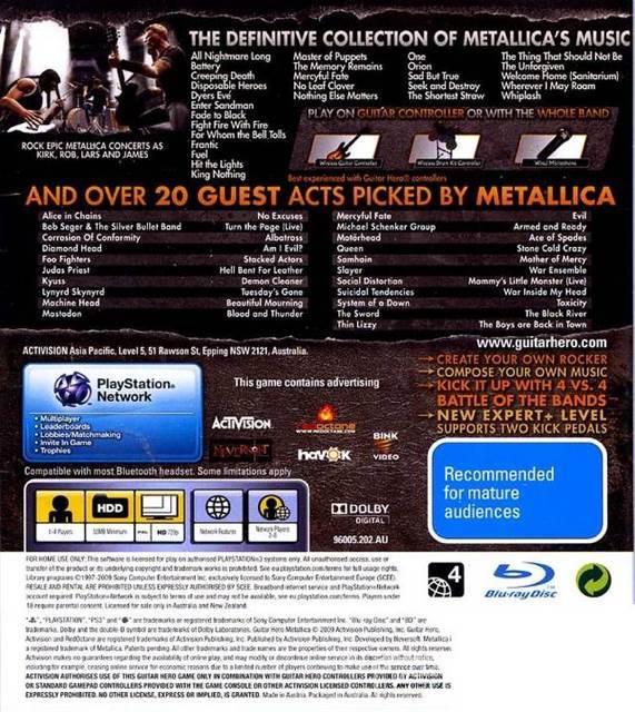 Guitar Hero: Metallica - Sony PlayStation 3 (PS3) (Activision - 1-4) video game collectible [Barcode 5030917068126] - Main Image 2