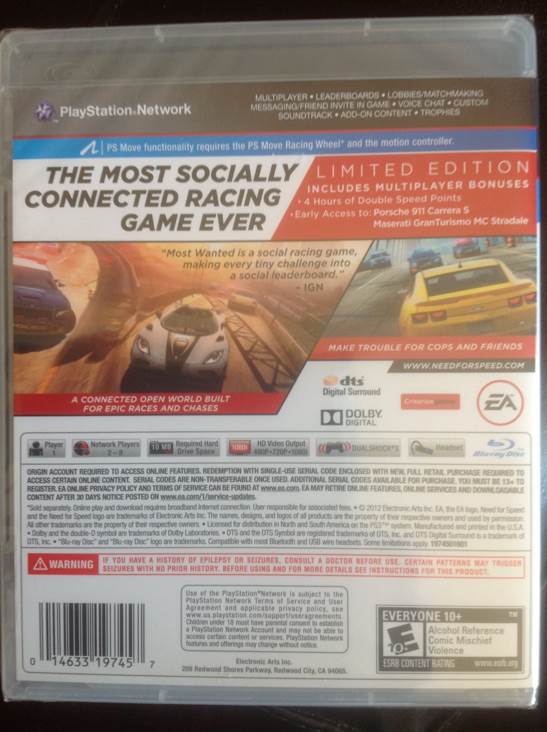 Need For Speed: Most Wanted - Sony PlayStation 3 (PS3) (Electronic Arts - 1) video game collectible [Barcode 014633197457] - Main Image 2