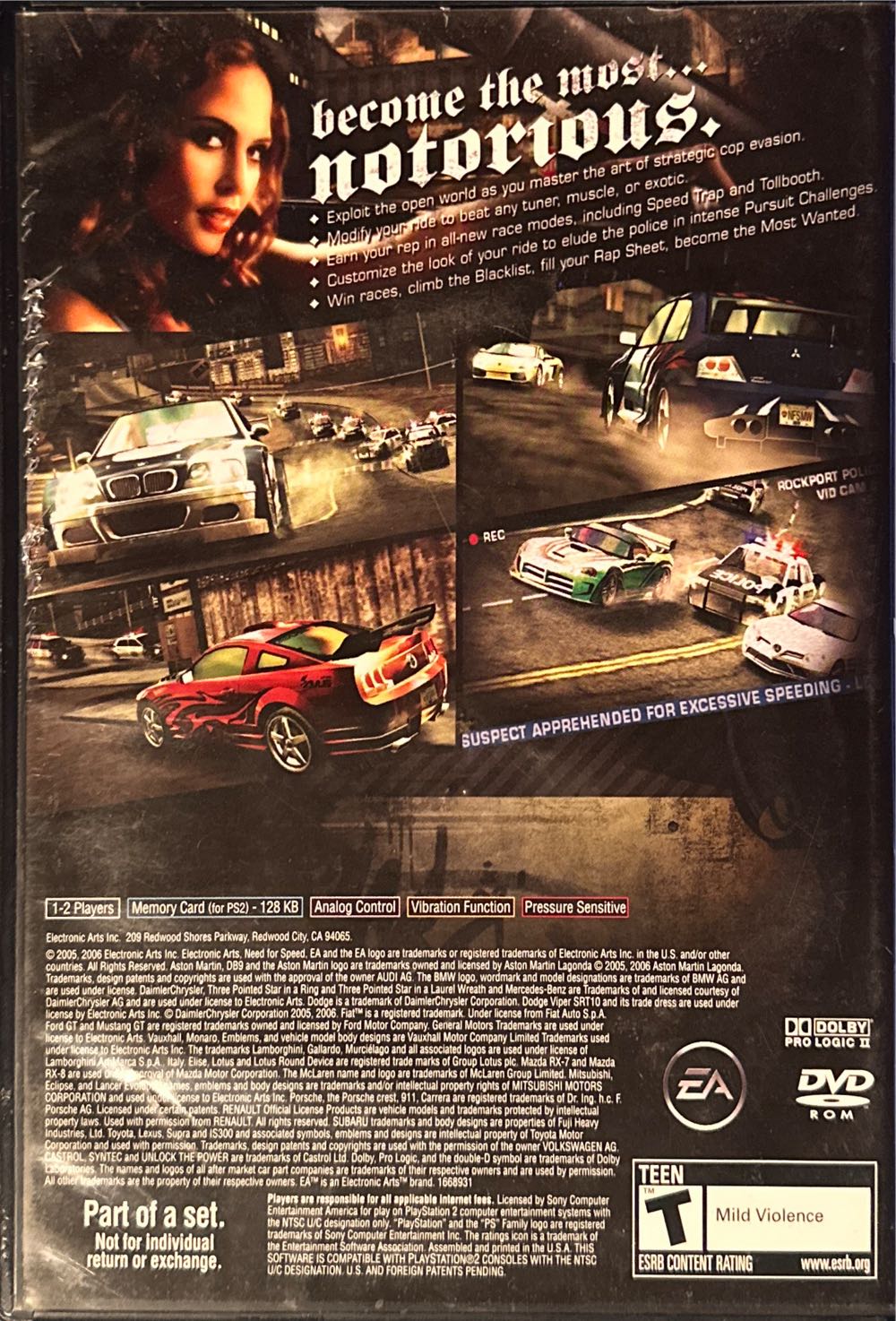 Need For Speed Most Wanted - Sony PlayStation 2 (PS2) video game collectible [Barcode 5030934046091] - Main Image 2