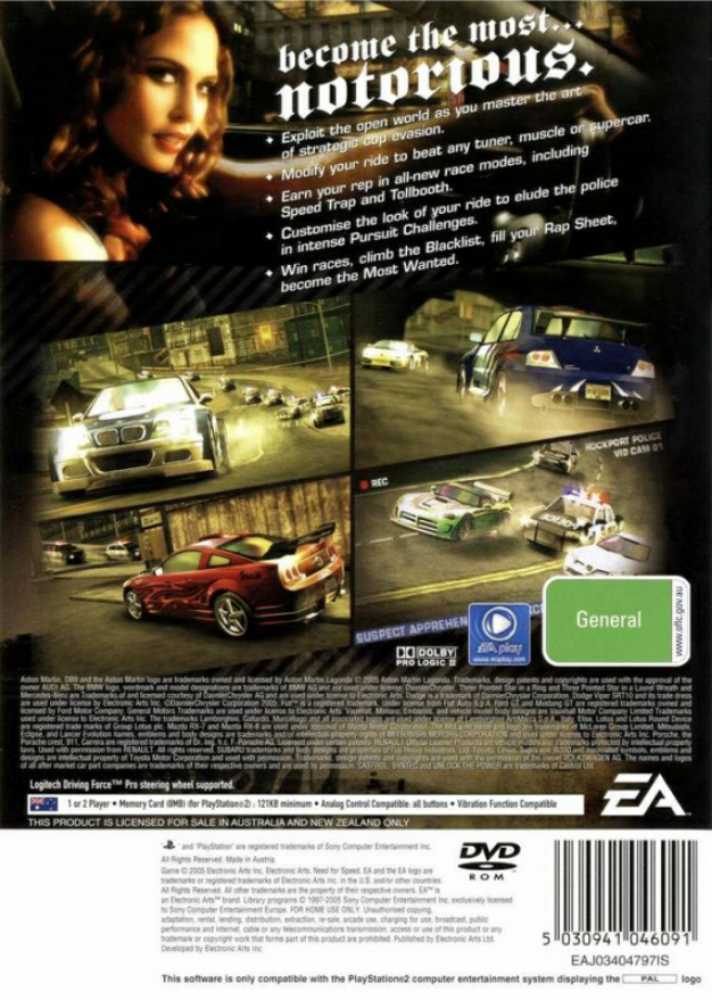 Need For Speed Most Wanted - Sony PlayStation 2 (PS2) (Electronic Arts) video game collectible [Barcode 5030946052226] - Main Image 2