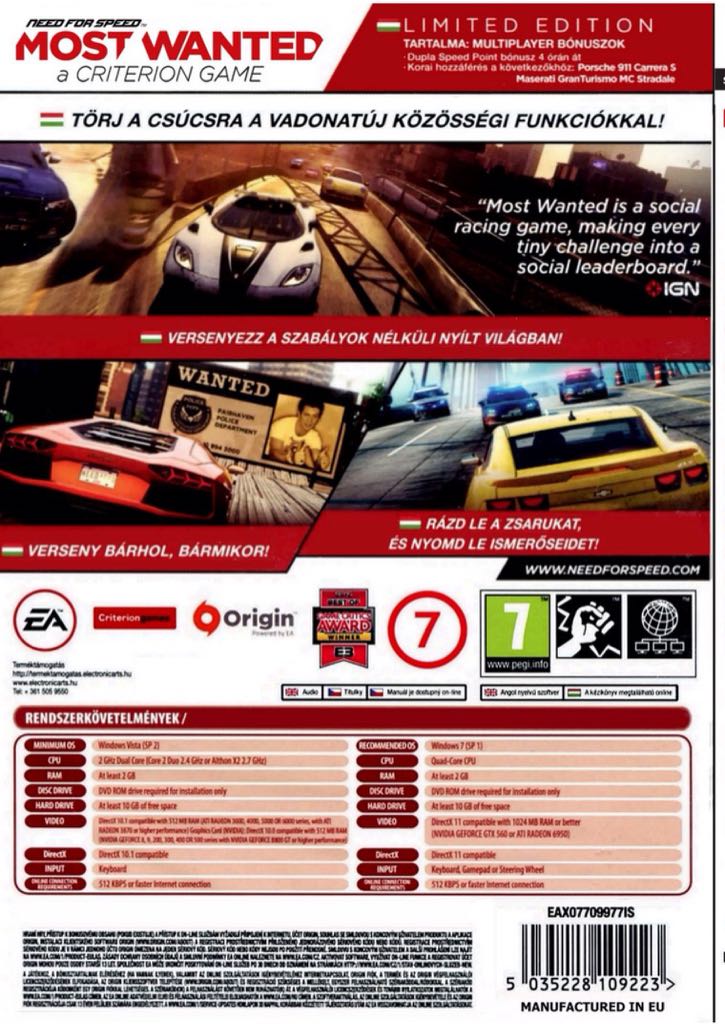 Need For Speed Most Wanted - Microsoft Xbox 360 video game collectible [Barcode 777725088360] - Main Image 2