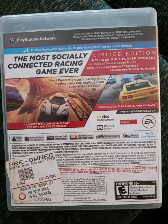 Need For Speed Most Wanted - Sony PlayStation 3 (PS3) ((EA) Electronic Arts - 1) video game collectible - Main Image 2