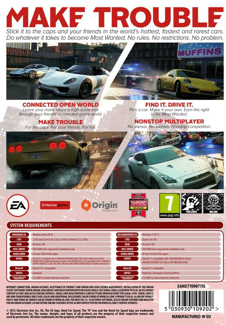 Need For Speed Most Wanted - PC ((EA) Electronic Arts - 2) video game collectible - Main Image 2